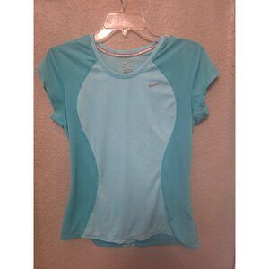 Nike Running Dri Fit Green 2 Tone Lightweight Short Sleeve Tee Shirt M